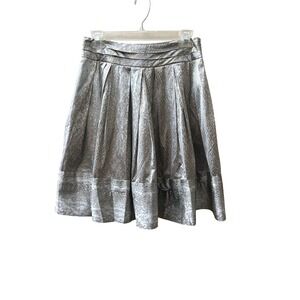Diane Von Furstenberg Snake Print Pleated Midi Skirt Size 2 Silver